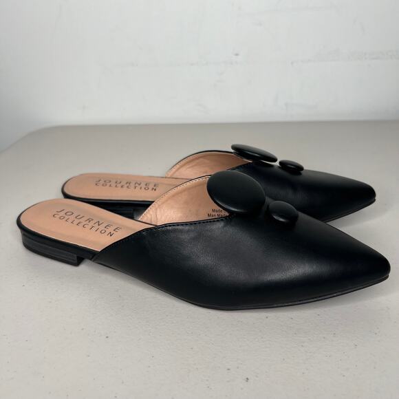 Journee Collection Black Pointed Toe Mallorie Mules 8.5 - Picture 4 of 9